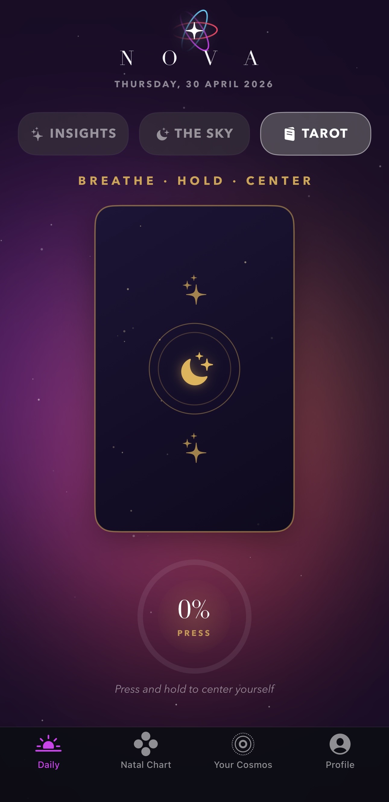 Tarot — breathe, hold, center