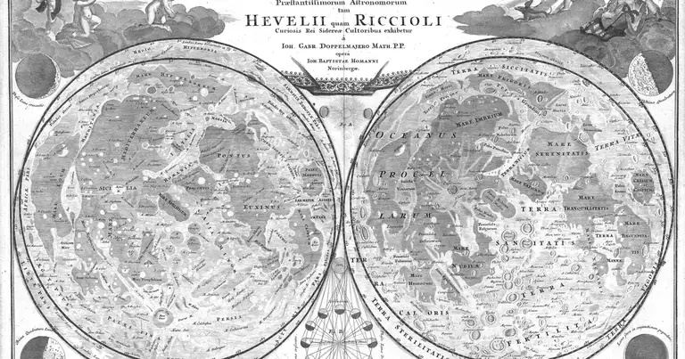 Lua cheia dezembro 2026: dia 23, horário e a Lua Fria em Câncer · Doppelmayr · Atlas Coelestis · 1742