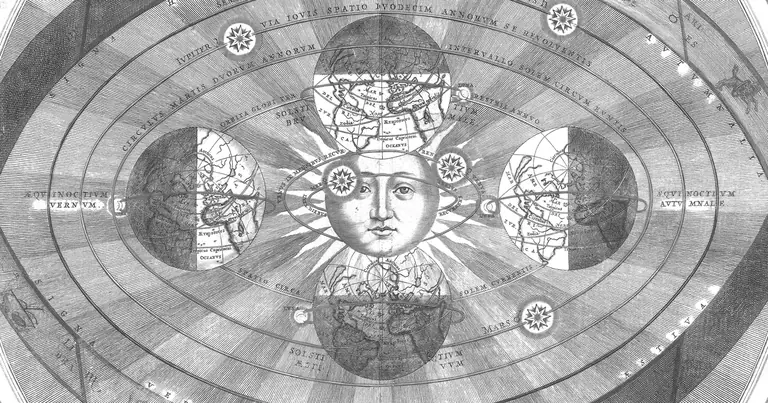 Sun, Moon and rising: who does what · A. Cellarius · Harmonia Macrocosmica · 1661
