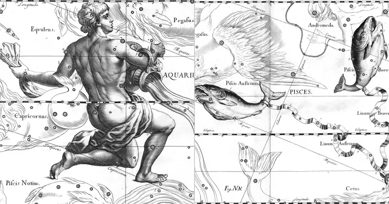 Acquario e Pesci: affinità tra testa e cuore · Ioh. Hevelius · Uranographia · 1690