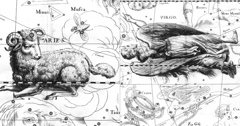 Овен и Дева: съвместими ли са? · Ioh. Hevelius · Uranographia · 1690