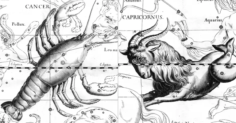 Câncer e Capricórnio: o eixo da casa e do trabalho · Ioh. Hevelius · Uranographia · 1690