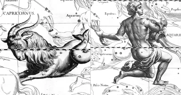 Compatibilitate Capricorn și Vărsător: vechi și nou · Ioh. Hevelius · Uranographia · 1690