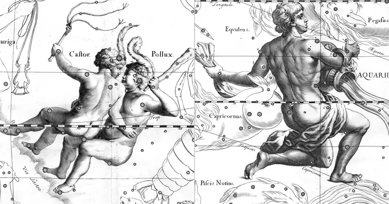 Gemelli e Acquario: amici prima di tutto, in trigono · Ioh. Hevelius · Uranographia · 1690