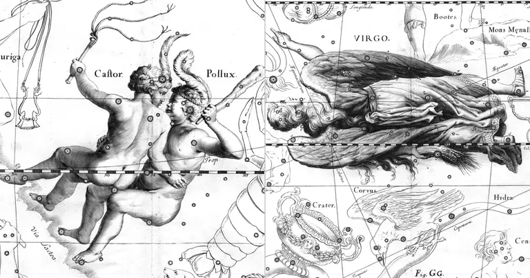 Gêmeos e Virgem: compatibilidade entre dois signos de Mercúrio · Ioh. Hevelius · Uranographia · 1690
