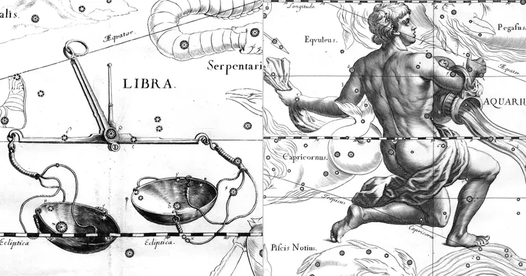 Libra e Aquário: compatibilidade entre dois signos de ar · Ioh. Hevelius · Uranographia · 1690
