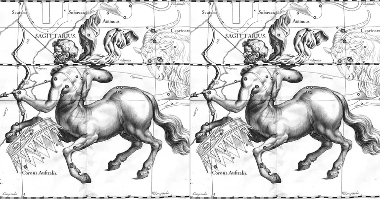 Стрелец и Стрелец: двама търсачи на един път · Ioh. Hevelius · Uranographia · 1690