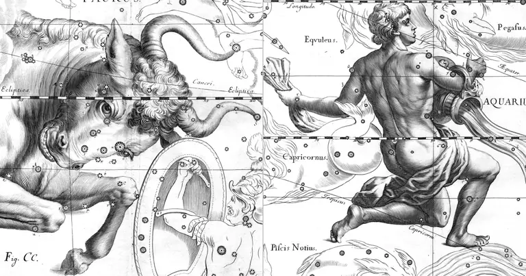 Toro e Acquario: tradizione contro novità · Ioh. Hevelius · Uranographia · 1690