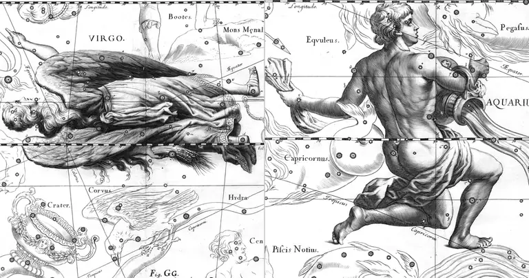 Дева и Водолей: съвместимост по зодия · Ioh. Hevelius · Uranographia · 1690