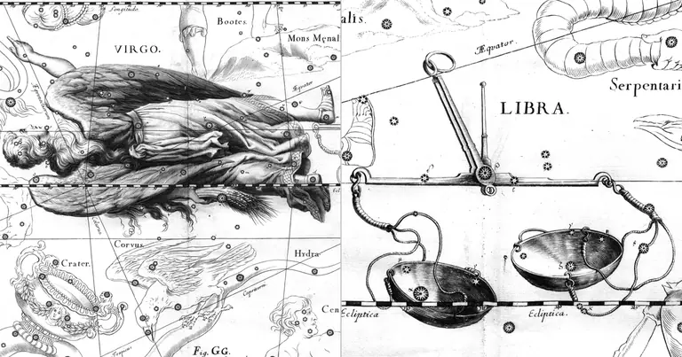 Дева и Везни: съвместимост по зодия · Ioh. Hevelius · Uranographia · 1690